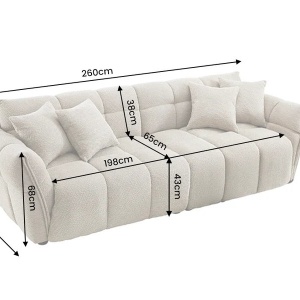 Canapea XXL CLOUD 260cm, material boucle champagne greige - Img 9