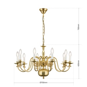 Candelabru 10 brate design clasic FLAMISCH, alama lucioasa - Img 7
