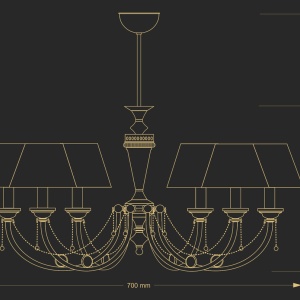 Candelabru 6 brate design clasic realizat manual Dorato - Img 2
