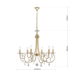 Candelabru 6 brate stil clasic cu cristale Swarovski Giada auriu mat - Img 9