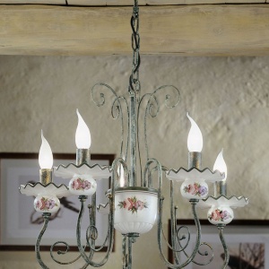 Candelabru clasic cu 5 brate realizat manual din ceramica SANREMO 128317 universul-luminii.ro
