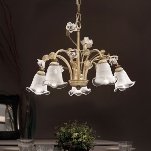 Candelabru clasic cu flori din ceramica realizate manual SIENAL 129347 universul-luminii.ro