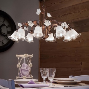 Candelabru clasic cu flori din ceramica realizate manual SIENAL 129357 universul-luminii.ro