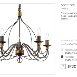 Candelabru clasic modelat si pictat manual CORTE SP5 RUGGINE 057187 48827 universul-luminii.ro