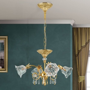 Candelabru cristal design lux LA BOHEME D-60cm 4L gold plated 161447 universul-luminii.ro