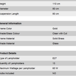 Candelabru cu 13 brate, elegant design LUX Budapest, auriu LU 1440/8+4+1 gold/411 klar-Schliff OR 68657 universul-luminii.ro
