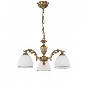 Candelabru cu 3 brate clasic design italian din alama si sticla 8601 RA-L. 8601/3