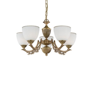 Candelabru cu 5 brate clasic design italian din alama si sticla 8651 RA-L. 8651/5 101757 universul-luminii.ro