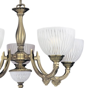 Candelabru cu 5 brate design clasic din alama si sticla 5600 102497 universul-luminii.ro