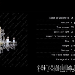 Candelabru cu 6 brate Cristal Bohemia L11 801/06/1-A - Img 3