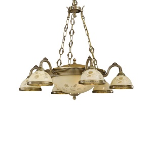 Candelabru cu 6 brate din alama cu sticla decorata design italian 6208 101667 universul-luminii.ro