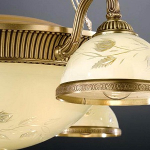 Candelabru cu 6 brate din alama cu sticla decorata design italian 6208 201457 universul-luminii.ro