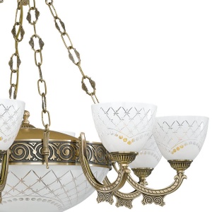 Candelabru cu 8 brate clasic design italian din alama, sticla 7052 RA-L. 7052/8+3 102467 universul-luminii.ro
