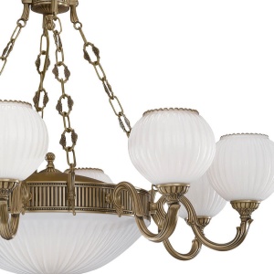 Candelabru cu 8 brate clasic design italian din alama, sticla 9250 RA-L. 9250/8+3 102597 universul-luminii.ro