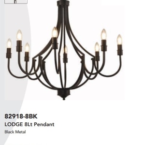 Candelabru cu 8 brate design rustic Lodge negru 139327 universul-luminii.ro