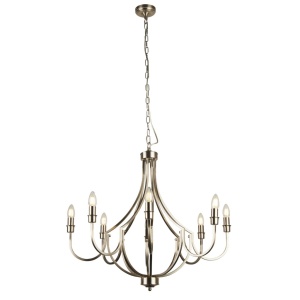 Candelabru cu 8 brate design vintage Lodge argintiu satinat