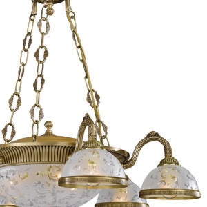 Candelabru design clasic din alama si sticla 6202 102047 universul-luminii.ro