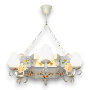 Candelabru fabricat manual din lemn pictat Queen 6L 201627 universul-luminii.ro