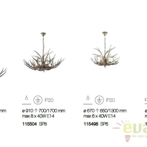 Candelabru rustic cu brate in forma de coarne de cerb, fabricat manual, CHALET SP6 115498 50587 universul-luminii.ro