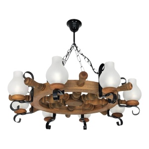 Candelabru rustic fabricat manual din lemn 8 brate Timona WOOD-TI-SP8D50