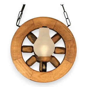 Candelabru rustic fabricat manual din lemn diam.30cm, 2 brate Roata WOOD-RO-SP2D30 178017 universul-luminii.ro
