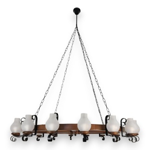 Candelabru rustic fabricat manual din lemn Roata 16L 198837 universul-luminii.ro