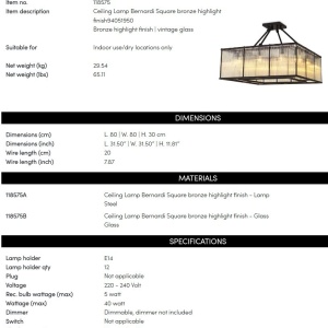 Candelabru square design LUX Bernardi, 80x80cm - Img 6