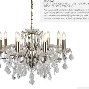 Candelabru stil clasic cu 8 brate Paris alama antic 8738-8AB SRT 184977 universul-luminii.ro