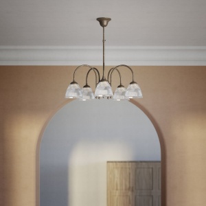 Candelabru stil neoclasic din alama si sticla Elide - Img 6