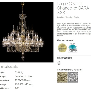 Candelabru XXL cu 30 de brate Cristal Bohemia Exclusive SARA XXX. CE 176717 universul-luminii.ro