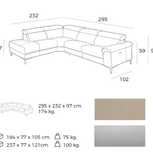 Coltar design LUX cu sezlong stanga, functia relax Serena AC-5320-L - Img 4