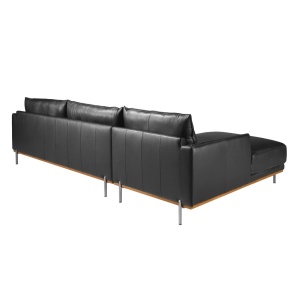 Coltar LUX 5 locuri design italian cu sezlong stanga Cowhide black - Img 3