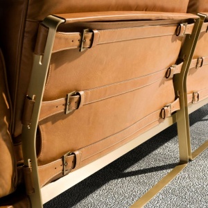 Coltar LUX design italian cu sezlong dreapta Cowhide camel - Img 7