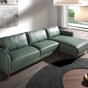 Coltar LUX design italian cu sezlong dreapta Cowhide verde - Img 6