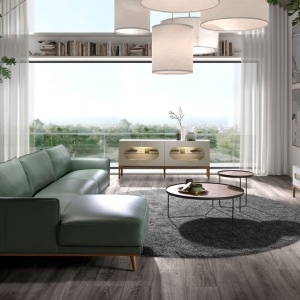 Coltar LUX design italian cu sezlong stanga Cowhide verde - Img 7