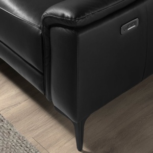Coltar LUX design italian cu sezlong stanga si functia relax Cowhide negru - Img 9