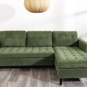 Coltar modern, Catifea raiata, Verde, STOCKHOLM 220cm - Img 8