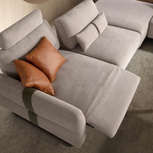 Coltar modular LUX design italian cu sezlong stanga Velvet sand - Img 6