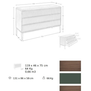 Comoda cu 3 sertare design LUX Dark green - Img 10