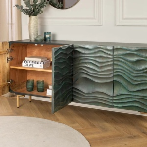 Comoda cu fronturi 3D design ondulat WAVE 160cm, turcoaz - Img 10