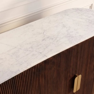 Comoda design retro Gatsby 140m, lemn maro cu marmura alba - Img 10