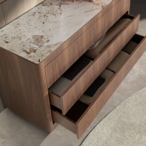 Comoda din furnir de nuc cu blat marmura portelanata Walnut - Img 7