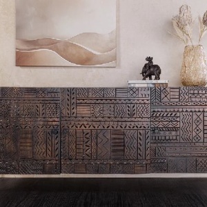Comoda lemn de mango relief 3D TRIBAL 180cm - Img 8