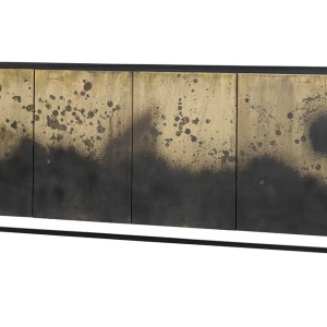 Comoda lemn masiv de mango negru cu auriu OXID 180cm - Img 12