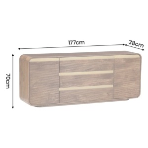 Comoda MONZA 180cm lemn de mango ondulat si detalii aurii - Img 3