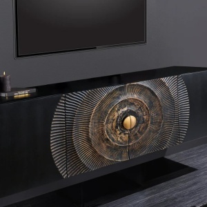 Comoda suspedata design vintage Golden Sunset 180cm negru - Img 7