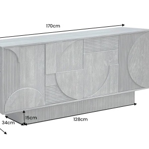 Comoda TV cu model optic 3D, Lemn mahon gri, ART DECO 170cm - Img 4