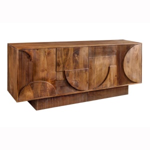 Comoda TV cu model optic 3D, Lemn mahon maro, ART DECO 170cm
