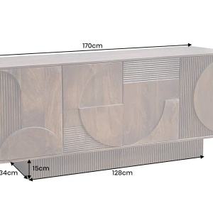 Comoda TV cu model optic 3D, Lemn mahon maro, ART DECO 170cm - Img 3