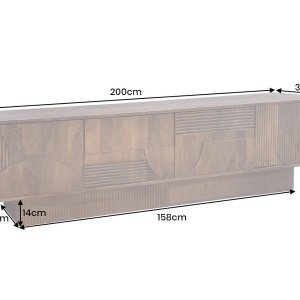 Comoda TV cu model optic 3D, Lemn mahon maro, ART DECO 200cm - Img 11